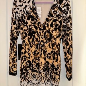 bebe Leopard Print Bodycon Party Dress - Black and Tan